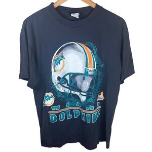 VTG Riddell Miami Dolphins Salem Mens XL Black 90s NFL Single Stitch Helmet